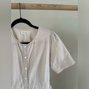 Roolee Cream Button-Up Midi Dress